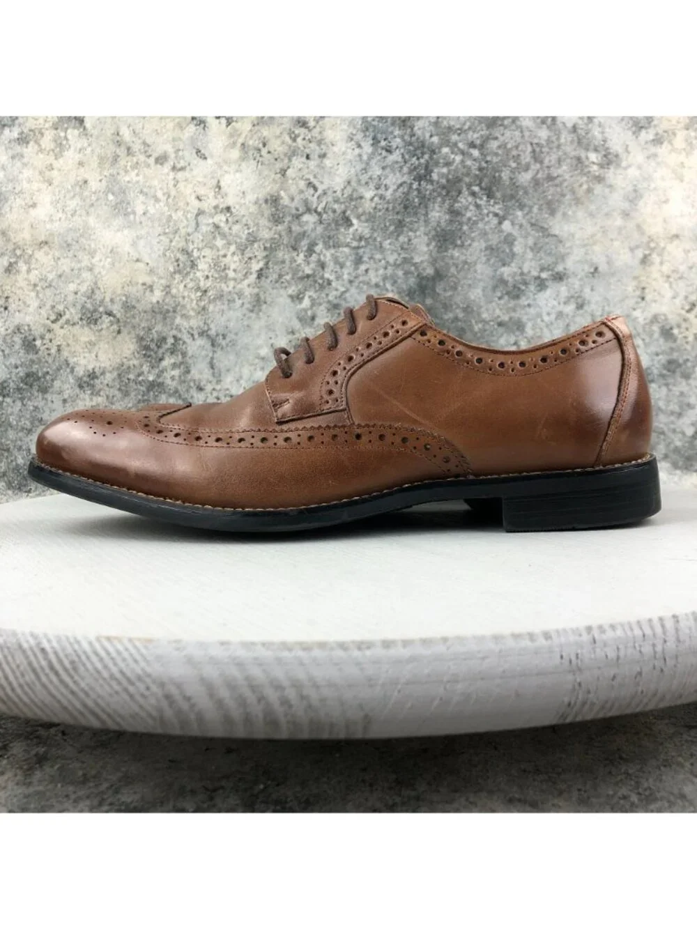 Stacy Adams Men's Size 8M Garrison Brown Leather Wingtip Brogue Oxford Shoes